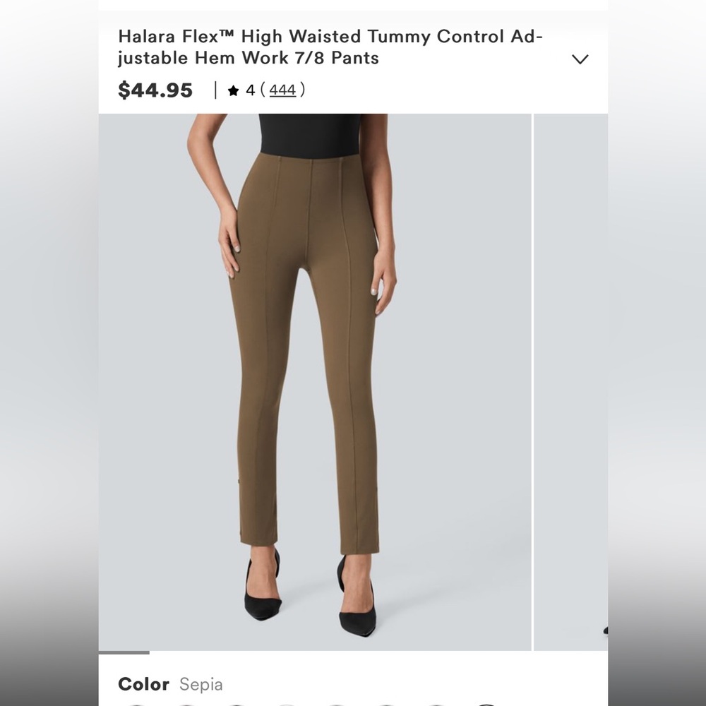 Halara Flex High Waisted Tummy Control Adjustable Hem Work Pants - Sepia